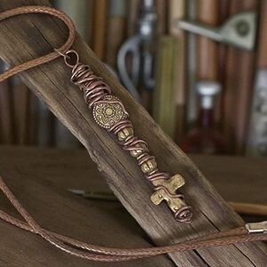 5 For $25💫Long Alternative Gold Cross Edgy Pendant Necklace